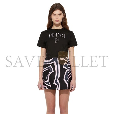 PUCCI COTTON T-SHIRT WITH PUCCI LOGO 5UTP755U983999